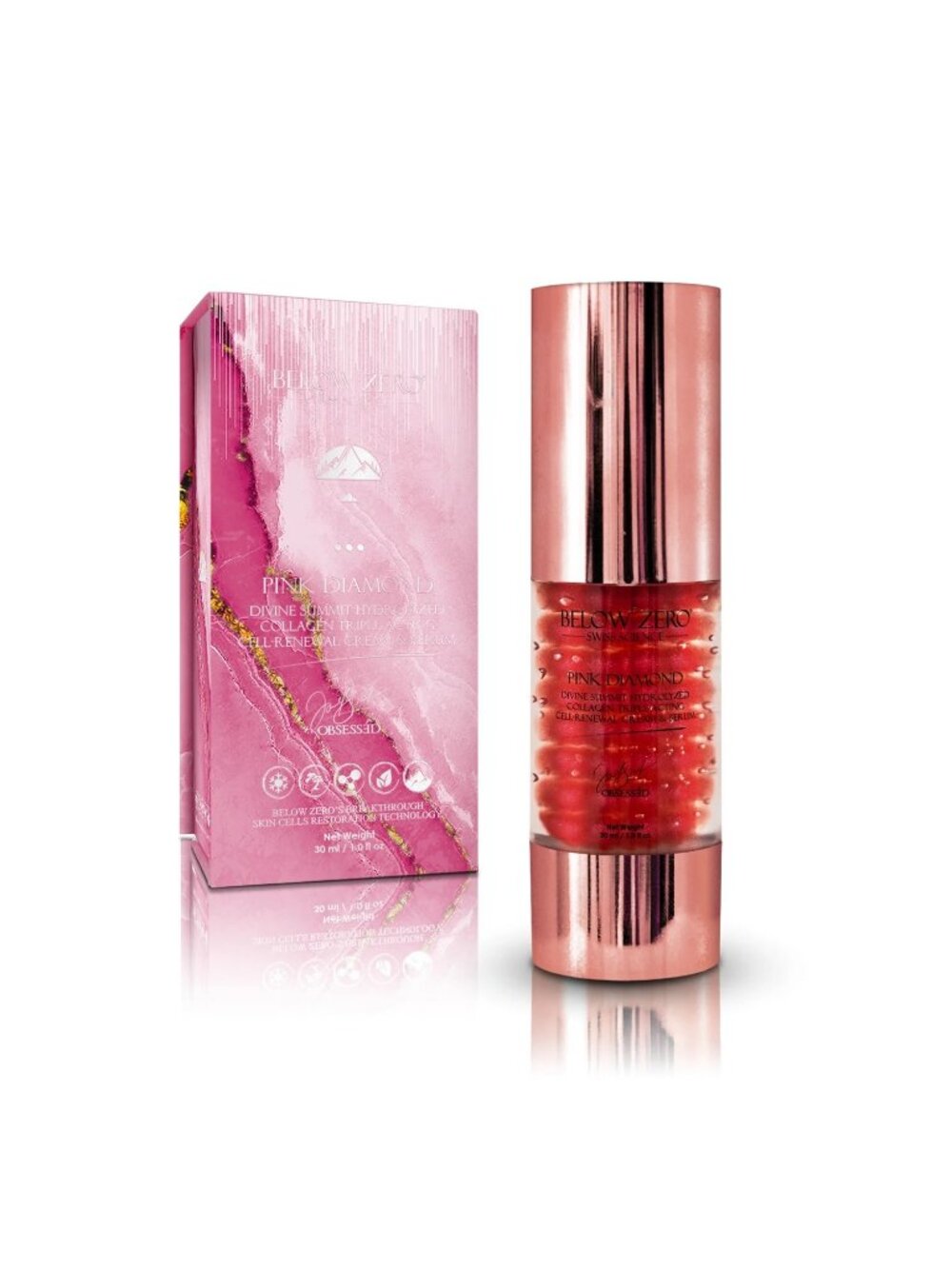 Below Zero Pink Diamond Hydrolyzed Collagen Triple-Acting Cell Renewal Cream & S